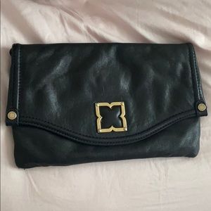 Black leather BCBG Max Azria clutch